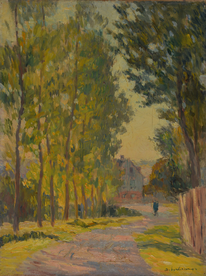 Allée d'arbres à Haudouville en été - Albert Lebourg
