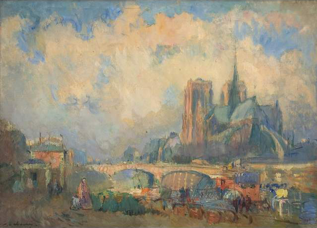 Paris, le pont de l'Archevêché et Notre-Dame vus du Quai de la Tournelle - Albert Lebourg